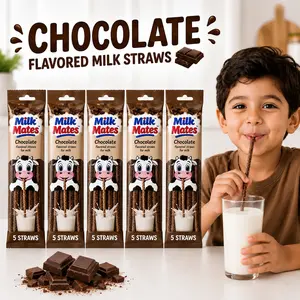 Chocolate Milk Flavor Straws – 25 Straws Total (5 Packs, 5 Straws Each), Milk Enhancer Straws for Kids & Adults, No Powder, No Mess, Perfect for 7 oz Glass of Milk, Fun & Easy Way to Enjoy Milk