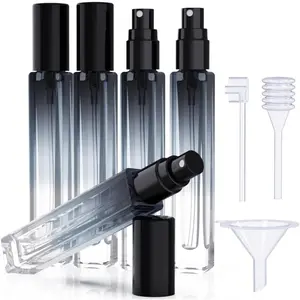 5 count Cologne Atomizer Empty, 10ML Mini Perfume Bottles Refillable With Dispenser Tools, Pocket Spray Bottle for Travel and Sample Container (Gradient+Black Cap)