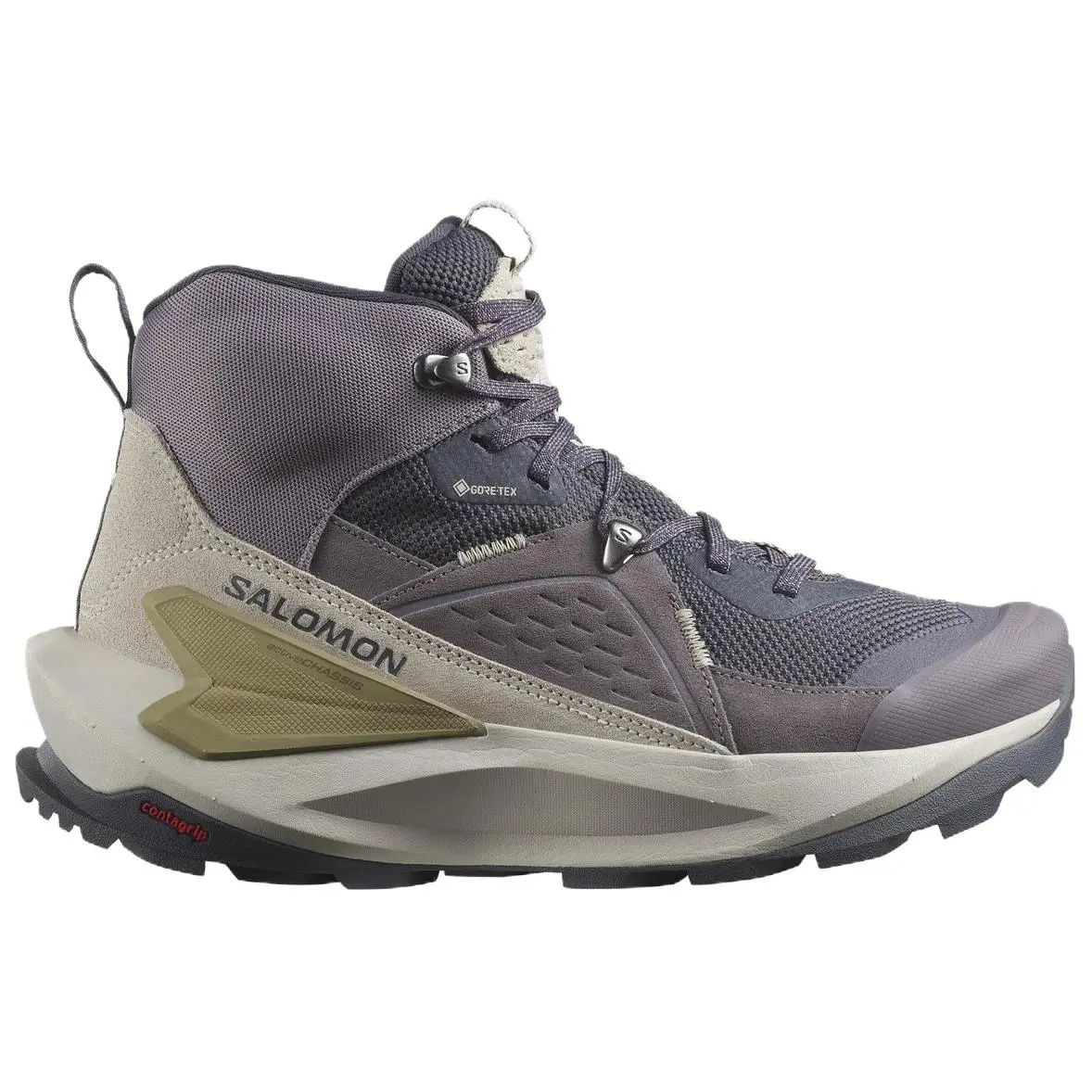 Salomon Elixir GORE-TEX Mid-Cut Hiking Shoes for Women in Purple-Gray with Comfort, Versatility, and Slip-Resistance Trending Shoes, House White Official Shoes to Get / Maison Mihara Verifiable, with credentials and supporting global authentication