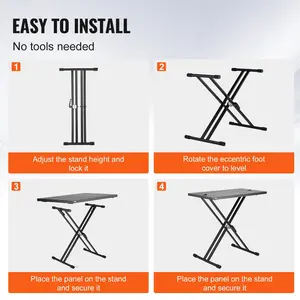 VEVOR Portable DJ Table with Double-X Braced Keyboard Stand Adjustable Height
