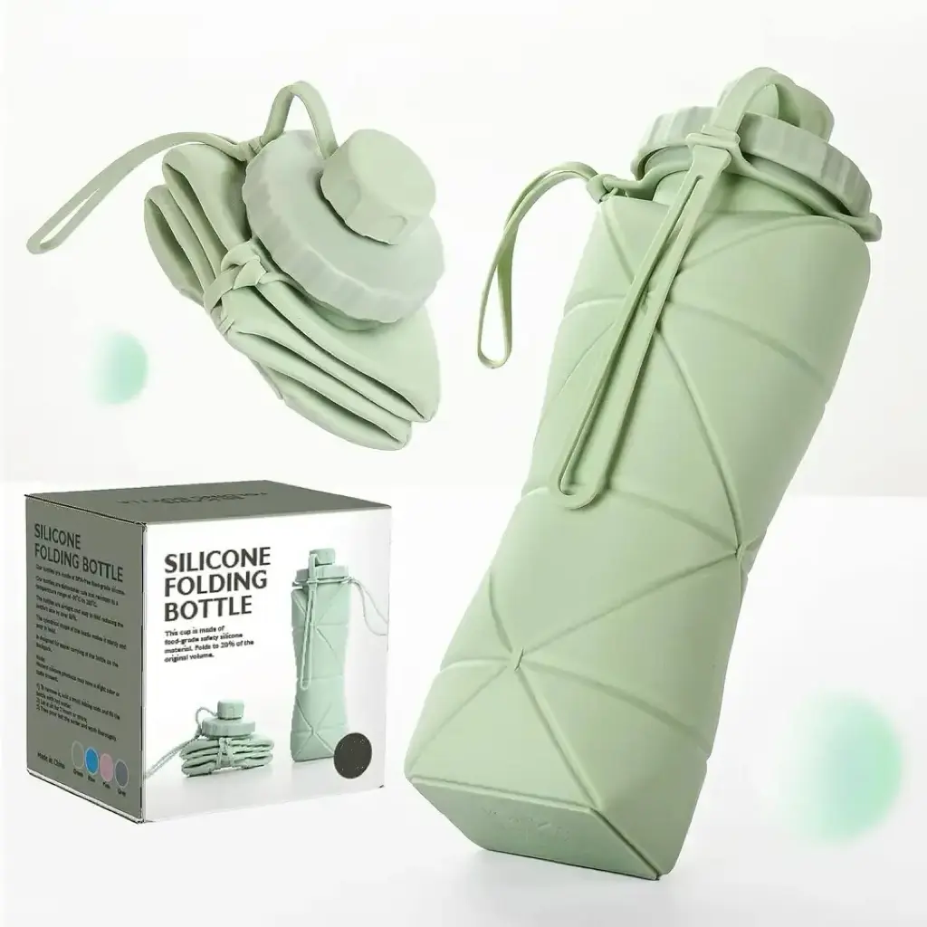Portable Creative Silicone Folding Water Bottle, Large Capacity Collapsible Travel Cup for Outdoor Sports Fitness Home Use, Leakproof Water Bottle, Reusable Water Bottle, Workout Water Bottle