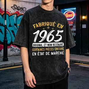 Made in 1965 Men's Vintage Washed T-Shirt Manufactured in 1965, Original and Not Restored, Some Parts Still in Working Condition Oversized Graphic Tee Outdoor Casual Short Sleeve