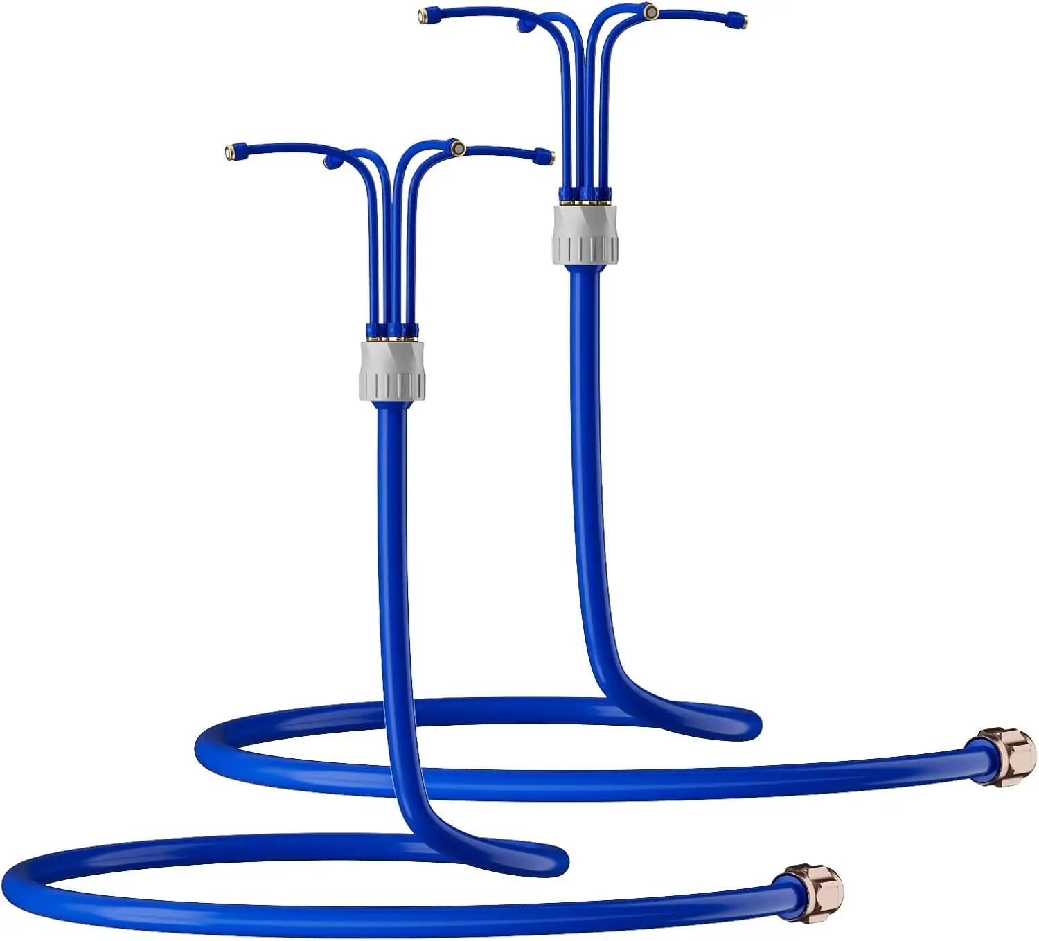 RESTMO 2-Pack Adjustable Standing Misters, Portable Misting Cooling Sprinkler System with 4-Directional Metal Nozzles, 6ft Bendable Portable Hose, Dual Protection System for Outdoor Patio, Hot Summer BBQs