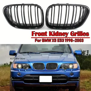 Front Gloss Black Front Kidney Sport Grilles Hood Grill For BMW X5 E53 1999 2000 2001 2002 2003 Racing Grill Car Styling