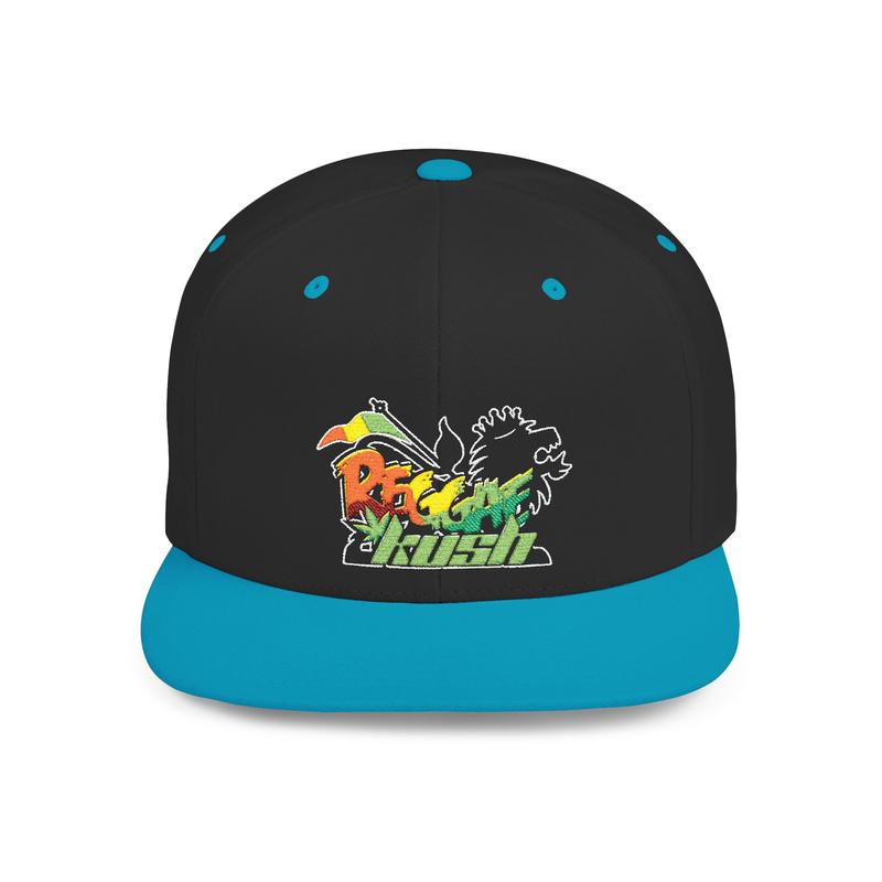 Reggae Kush Vibrant Flat Bill Snapback Hat Classic Green Undervisor Unisex Adjustable Plastic Snap Closure 80% Acrylic 20% Wool Timeless Style for Adults
