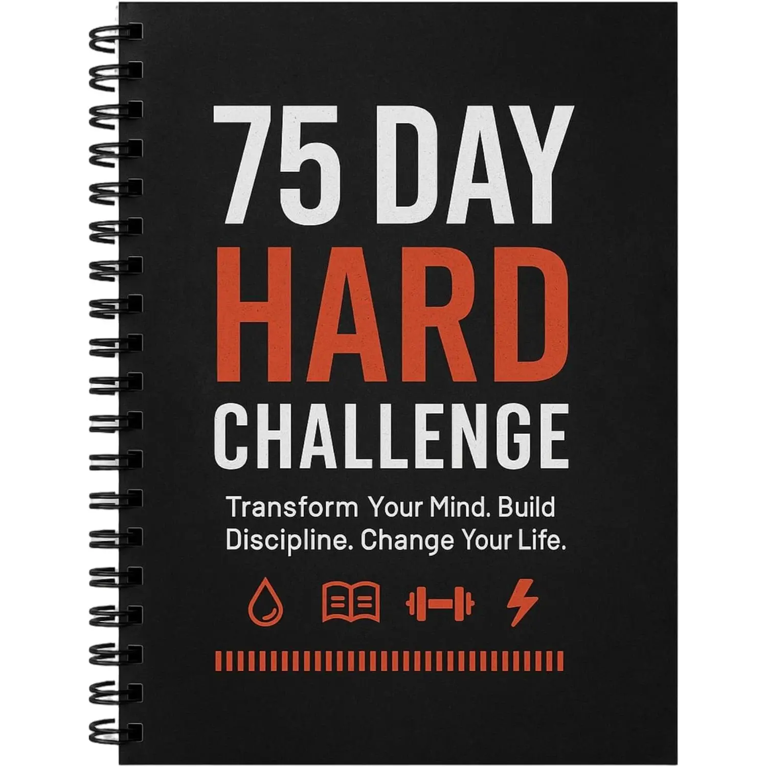 75 Day Hard  Journal for Men or Women with PVC Cover - 75 Hard  Book with Daily, Weekly, Monthly Planner &   - 75  Planner  for Fitness, Habits & Self-Care