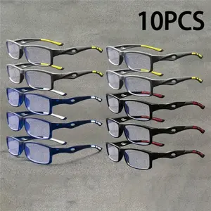 10PCS Men's and Women's Retro Square Sports Small Frame Ultra-clear Reading Glasses, Reading Eyeglasses, PC Material, 1.0 to 4.0 Diopters, Lightweight and Durable, Suitable for Daily Use