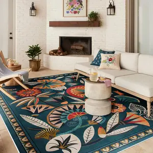 Floral Pattern Rug, Non-slip Washable Floor Mat, Soft Floor Carpet, Decorative Area Rug for Home Living Room Bedroom, Home Decor, Boho Floral Rug, Botanical Area Rugs