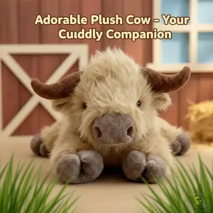 Adorable Highland Cow Plushie, Super Soft Stuffed Animal Toy, Perfect Gift for Girls, Teens, Women, Best Friends, No Counterweight, No Heating Function
