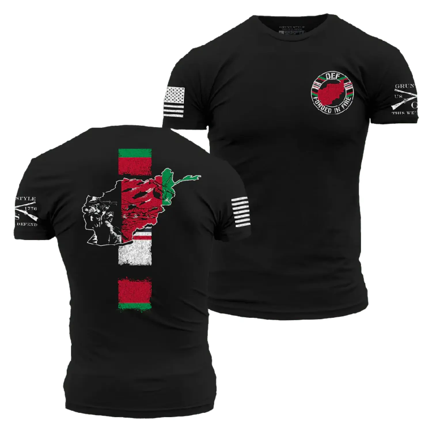 OEF Forged In Fire Afghanistan Veteran Shirt Patriotic Military Graphic Tee Combat Tribute T-Shirt Menswear & Underwear Men's Tops T-Shirts