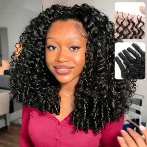 [NEW IN] LYSILF Burmese Curly Feather Crochet Human Hair water wave Human Crochet Hair Strands Pre-Separated Reusable Invisible 4-5 Packs for Full Head Virgin Human Hair Crochet Extensions Natural Black 50g/Pack