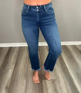Double Button Straight Leg Jeans