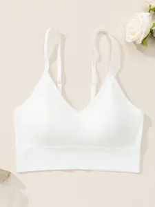 1 piece set of solid color women's bras, wireless, removable pads, adjustable straps, supportive and shaping, everyday commute and casual wear, suitable for sports, yoga, and fitness, high-quality women's bras