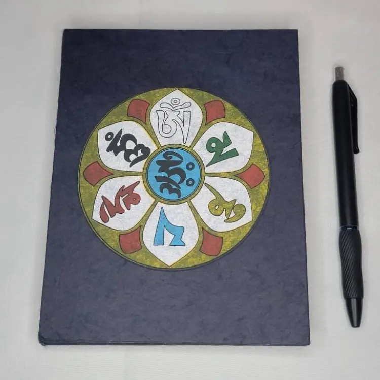Namaste Eco Friendly Cover Unlined Natural Organic Handmade in Nepal Lokta Paper Om Mani Padme Hum Journal Notebook
