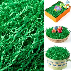 JOYIN 1.5 LB Easter Grass Gift Wrap Crinkle Filler Paper Shred (Dark Green) for Basket Boxes Bags Filling, Gift Wrapping, Birthday Party Decoration, Easter Egg Hunt, Bridesmaid Party Favors(24 oz)