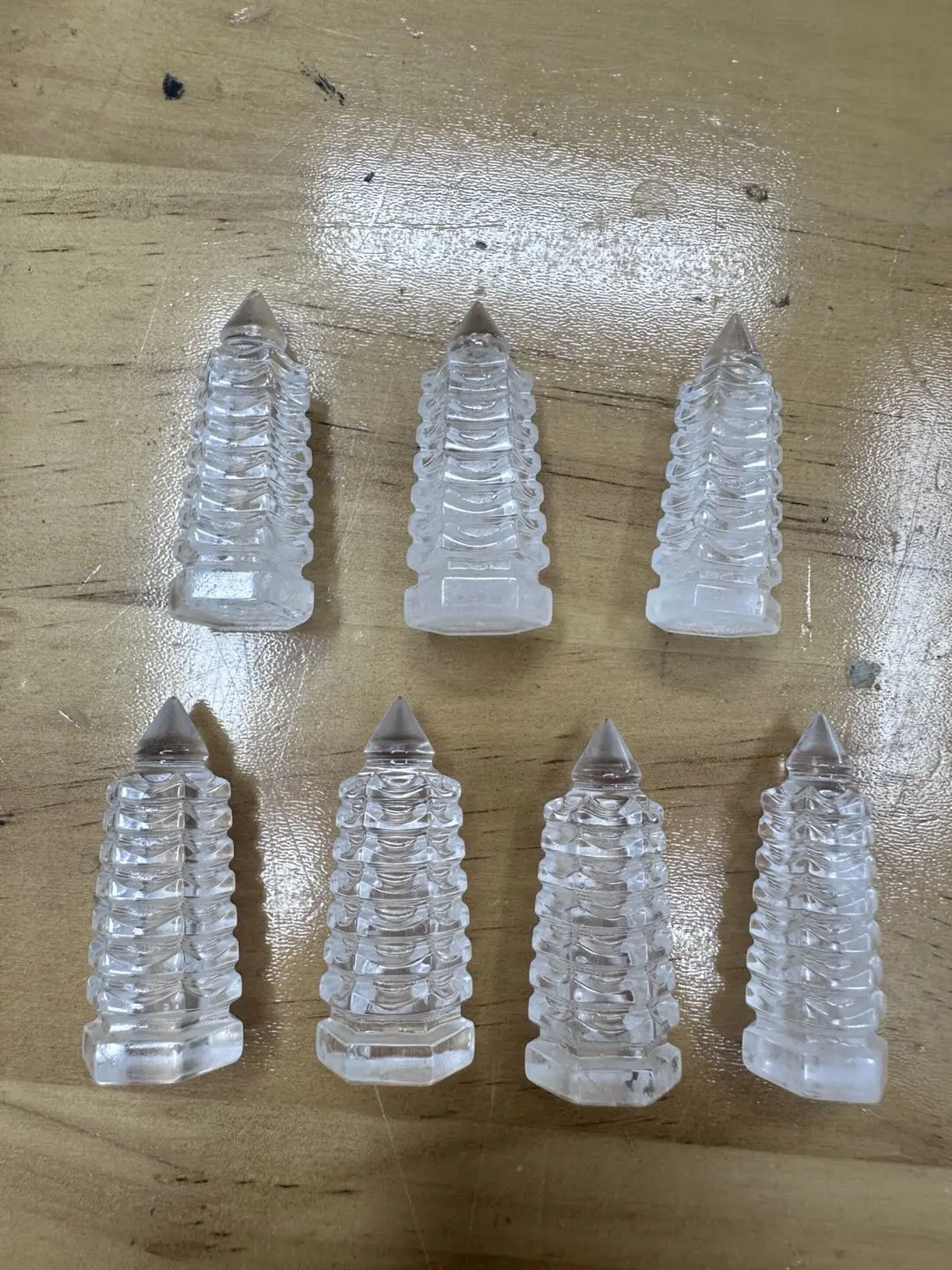Eliza(6619)gc.Mini wenchang tower 7pcs a set （clear quartz）