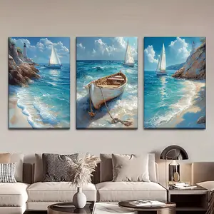 3-piece set, sailing sailboat, posters and prints, abstract art for living room, office, study, school, home decoration, perfect birthday gift, festival celebration, All Saints' Day, National Day, party occasion, graduation ceremony, wedding season