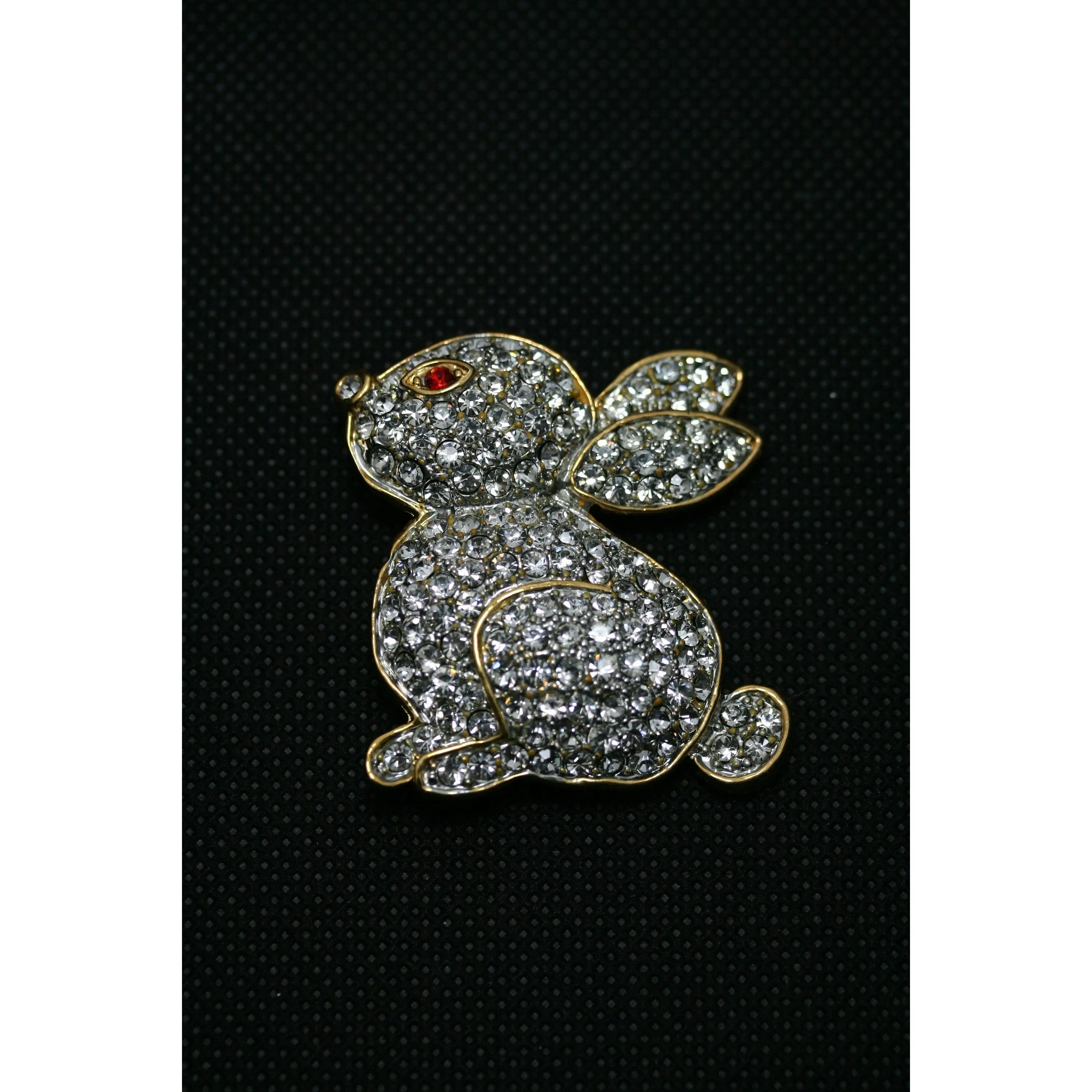 Clear Rhinestone Crystal Easter Bunny Rabbit Pin Brooch