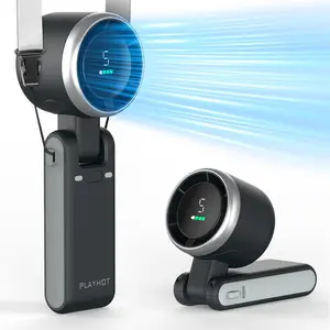 USB-C Charging Handheld High Speed Fan, 5-speed Wind Speed Fan, Foldable & Hanging Neck Fan Suitable for Family, Travel, and School, Handheld Cooling Fan, Portable Multifunctional Fan