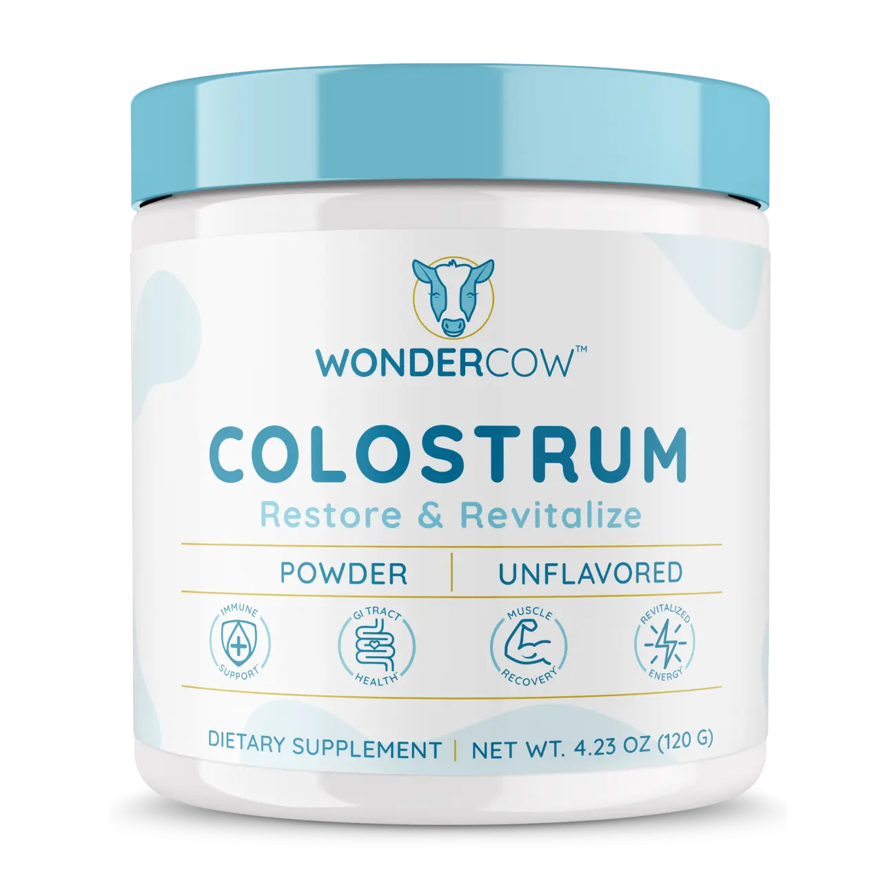 WonderCow, Unflavored Colostrum Powder, Immune & Gut Health Support, Whole Bovine Colostrum, 60 Servings
