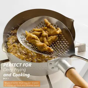 Multipurpose Stainless Steel Slotted Skimmer Spoon, Spider Strainer Ladle for Cooking & Frying, Can Also Be Used as Pasta Strainer Spoon