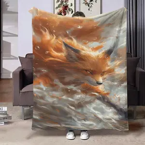 Fox Pattern Blanket, Soft Throw Blanket, Air Conditioning Blanket, Warm Nap Blanket for Home Office Travel, Gift for Friend