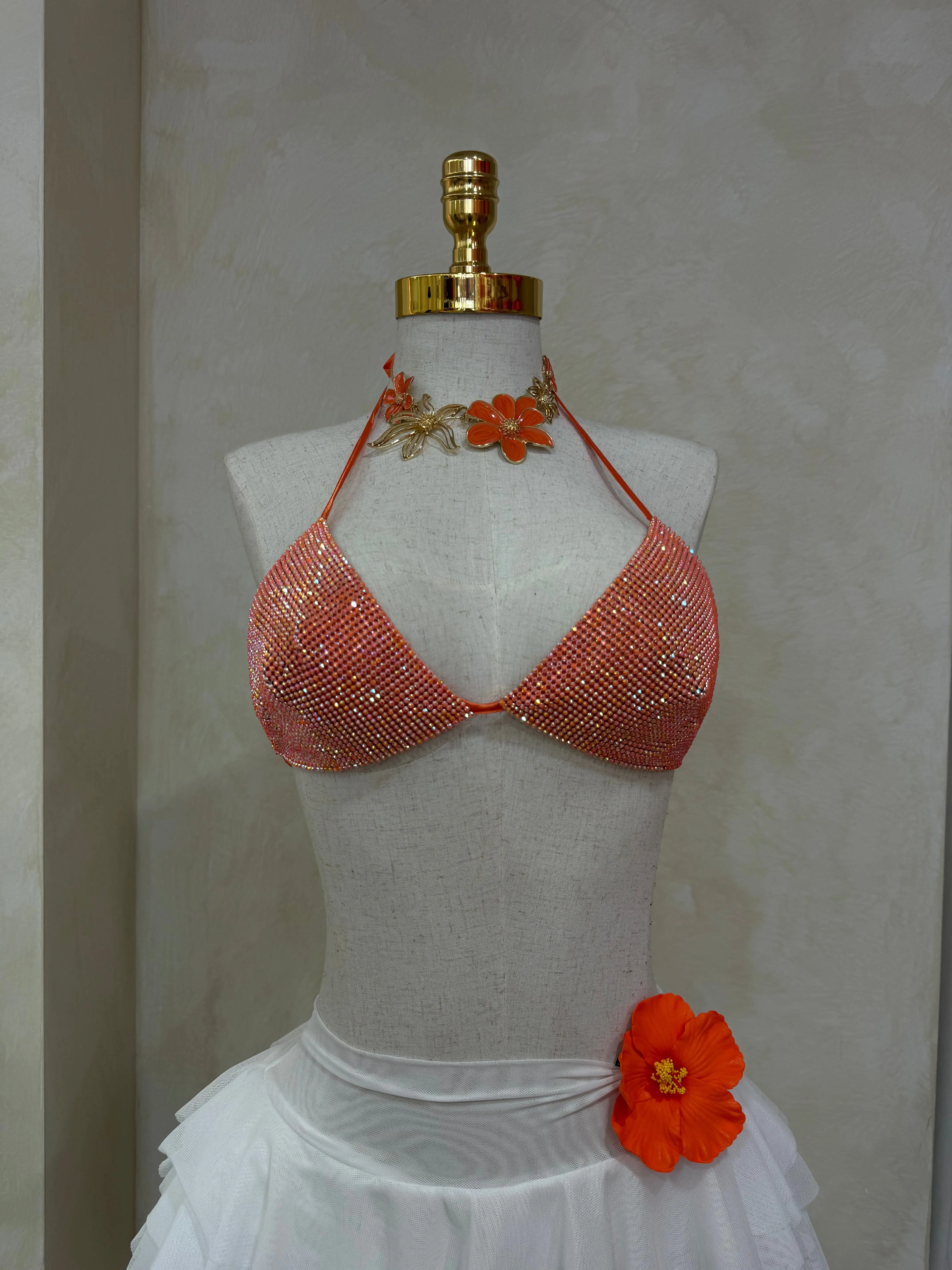 Solid orange sparkle top