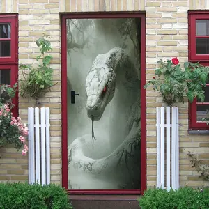 2pcs Animal-themed Decorative Wall Stickers, Snake Home Door Stickers, Living Room & Bedroom Faith Decoration Stickers, Self-adhesive Removable Wall Stickers, Collage Self-Adhesive Door Stickers