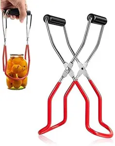 Canning Jar Lifter Tongs, Stainless Steel Jar Lifter with Rubber Grips - for Slip Wide-Mouth Clip for Kitchen Restaurant