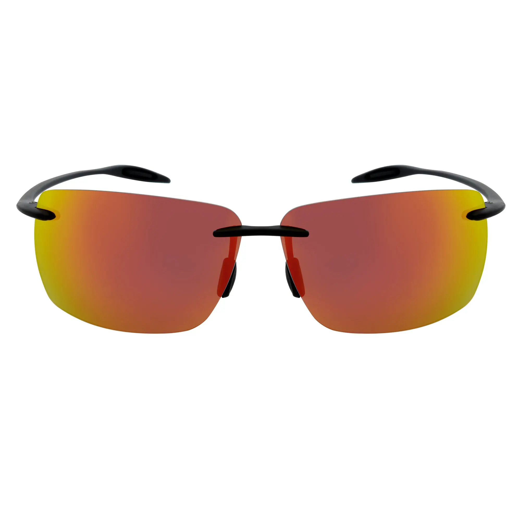 Rimless TR90 Thin Sports Wrap Sunglasses Black Orange Mirror Polarized