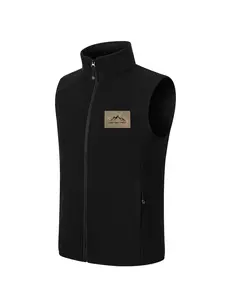 Men's Embroidered Fleece Vest, Ultra-Warm Stand Collar Zipper Back, Extreme Winter Comfort, Outdoor Sports Essential, Hiking Camping Cold Weather