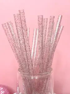 Dopamine Party Glitter 9” Reusable Straws (20-Pack) | Iced Coffee & Party Drink Straws