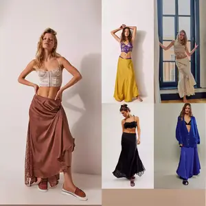 2026 New European and American Style Women's Multi-color Solid Lace Patchwork Skirt