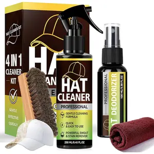 Hat Cleaning Kit, Professional 4-in-1 Hat Cleaner & Deodorizer , Includes Soft Brush & Microfiber Cloth, for Baseball, Trucker, Felt, , Dad Hats, No Water Needed, Remove Stains & Odors