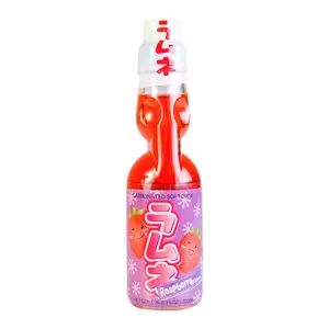 HATAKOSEN Raspberry Ramune Soda 200ml - Japanese Carbonated Drink with Unique Bottle Cap