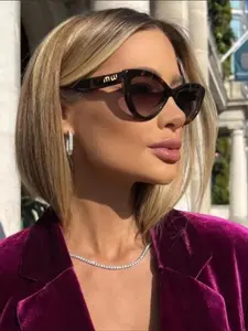 Fashion Cat Eye Women Sunglasses Luxury Brand Designer Black Leopard Small Frame Glasses UV400 Girl Letter Eyewear Stylish Glasses