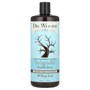 Dr. Woods Baby Mild, Castile Soap with Fair Trade Shea Butter, Sensitive Skin, Unscented, 32 fl oz (946 ml)
