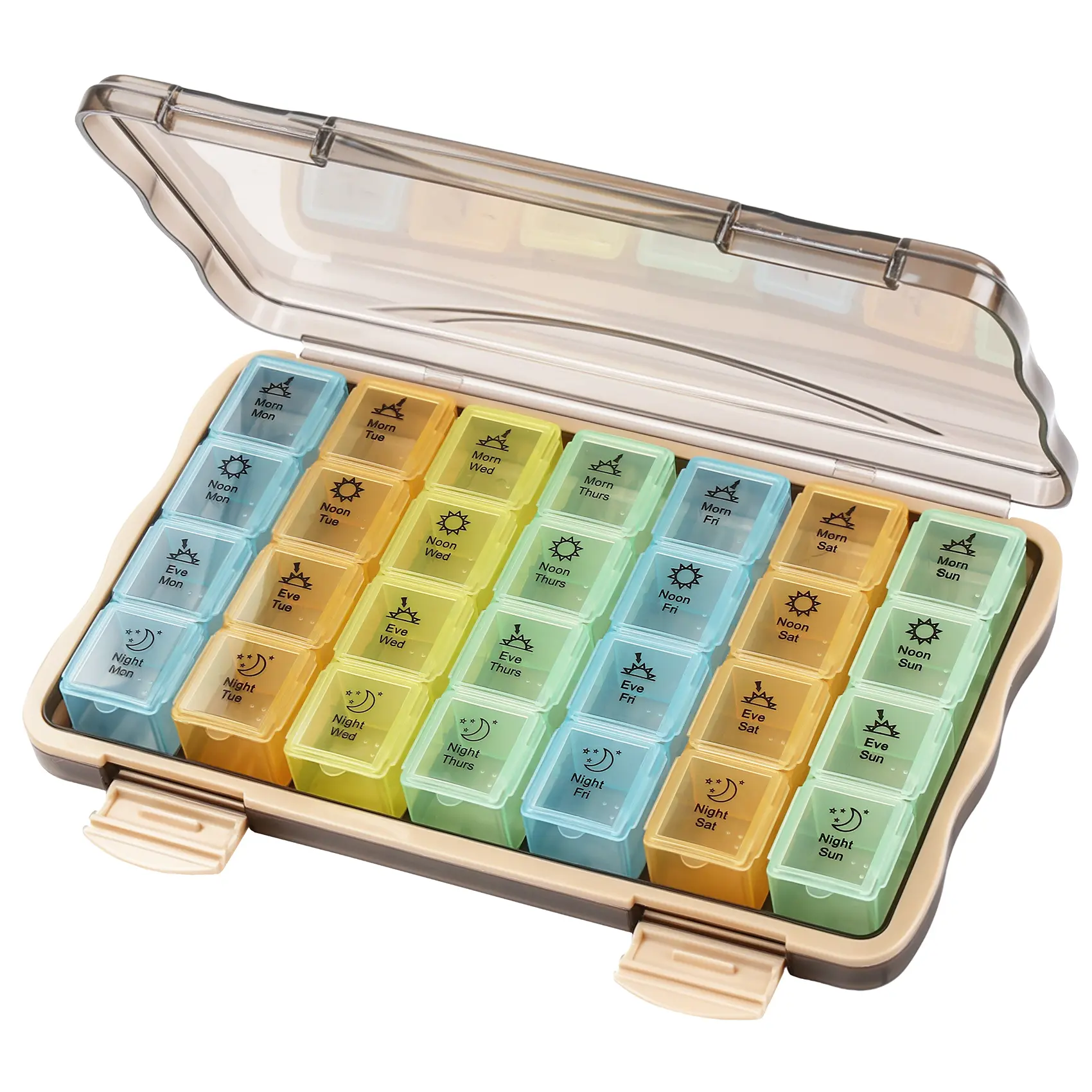 XL Large Weekly Pill Organizer 4 Times a Day, 7-Day Pill Boxes and Organizer AM PM, Big Compartments Pill Case, Monthly Medication Organizer 28 Days Dispenser for Fish Oils