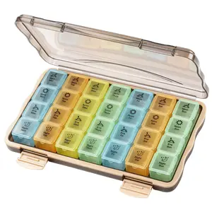 XL Large Weekly Pill Organizer 4 Times a Day, 7-Day Pill Boxes and Organizer AM PM, Big Compartments Pill Case, Monthly Medication Organizer 28 Days Dispenser for Fish Oils
