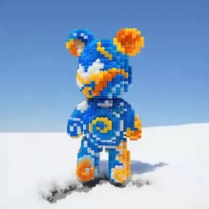 Starry Night Bear 3D Puzzle Building Blocks Decoration, Bookshelf Home Office Cabinet Decor, Party Living Room TV Stand Display Gift