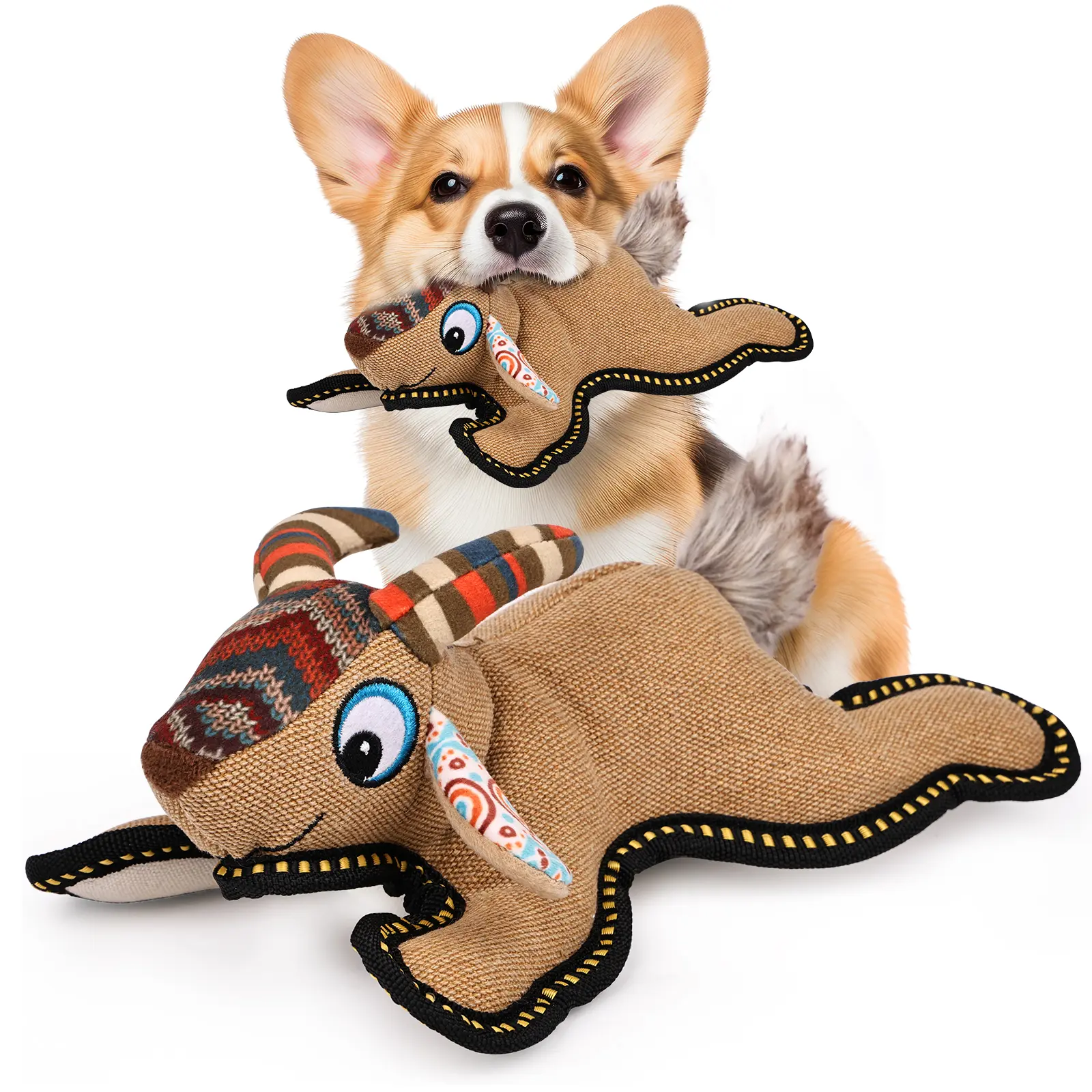 CIDIXCIDIX Tough Durable Squeaky Dog Toys for Aggressive chewers Interactive to Keep Them Busy, Funny Plush Dogs Toy for Small Medium Large Chewer Cute Birthday Gift (Antelope) Chew Stick squeaky dog toys dog products puppy essentials dog toys