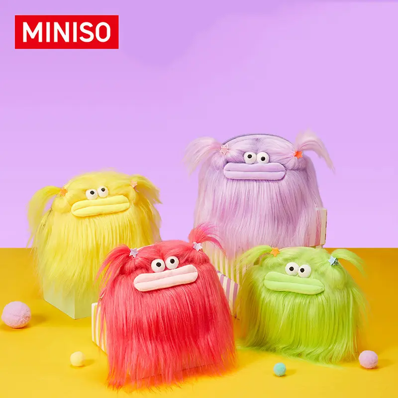 MINISO Fuzzy Monster Crossbody Bag – Cute Long Fur Plush Shoulder Bag with Adjustable Strap, Kawaii Cartoon Monster Purse, Lightweight Everyday Bag for Travel, Shopping, School, Gifts & Plush Accessory Lovers