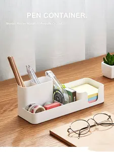 Desktop Office Plastic Storage Organizer, Multi-Functional Business Notebook, Personalized Decorative Item, Sticky Note Pen Holder Box