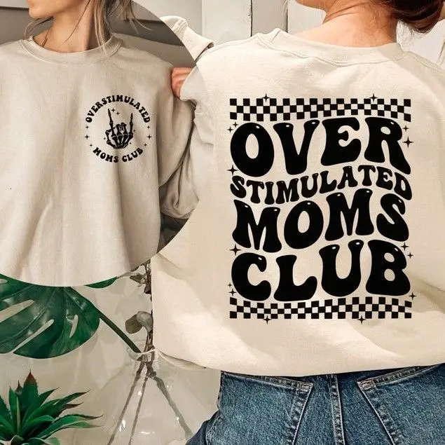 Overstimulated Moms Club Sweatshirt, Cute Mom Shirt, Cozy Girly Crewneck for Moms, Funny Mom Life Shirt