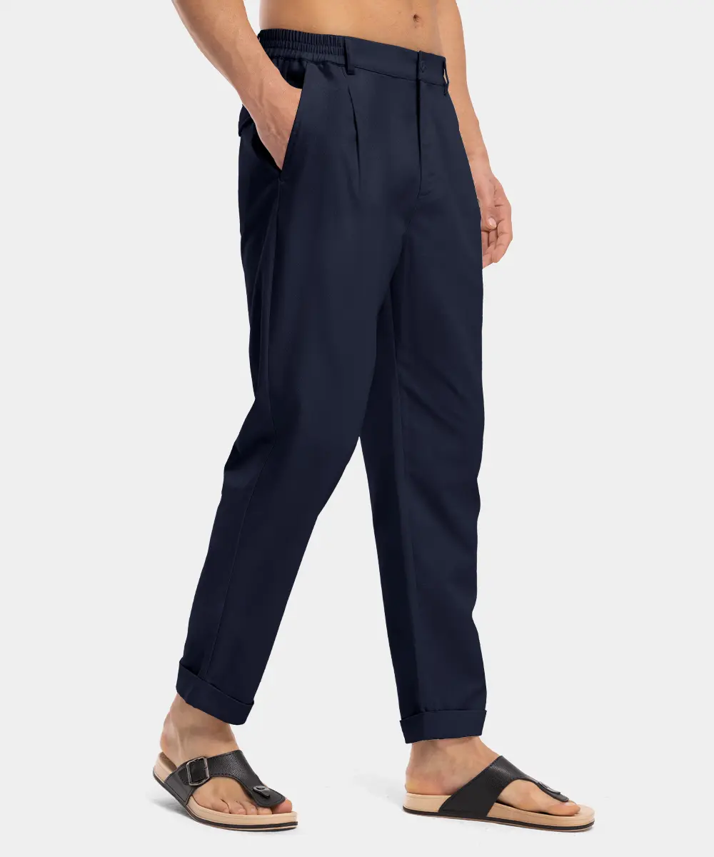 Men's Lightweight Casual Pants Slim Fit Cotton Linen Pants Elastic Waist Summer Beach Pants with Pockets fathersdaygift
