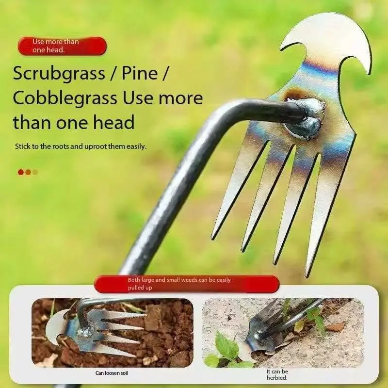 Weed Removal Tool, Root Puller Gardening Hoe, Stainless Steel Weed Digging Fork, Multi-Functional Weeding Hook, Garden Weeder Broom, Garden Supplies, Efficient, Durable Gardening Tools