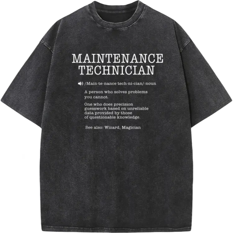 100% Cotton Washed Workwear Tee – Soft, Breathable Handyman T-Shirt with Tools Graphic, Unisex Casual Crewneck for Repair Technicians, Machine Washable and Perfect Gift