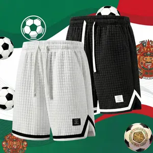 3-pack men’s breathable waffle basketball shorts with an elastic drawstring waist, side pockets, contrast piping, and a split hem—ideal for the gym, running, training, and everyday wear.