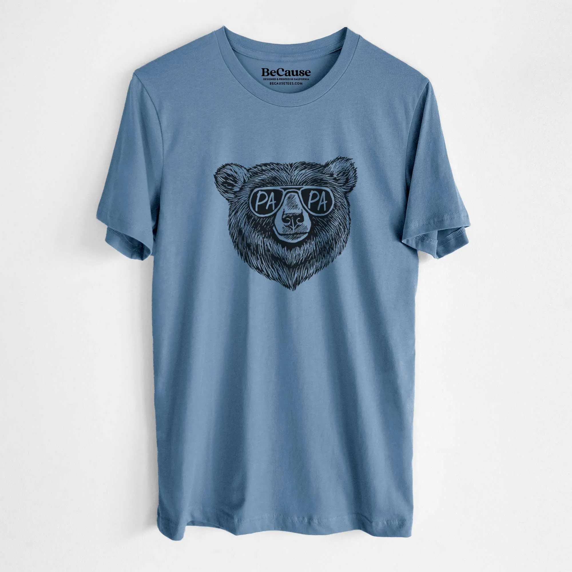 Papa Bear - Papa Glasses - Lightweight 100% Cotton Unisex Crewneck