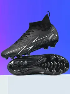 Professional Sports Football Shoes, Football Boots for Men and Women, Long Studs, PU Leather, Classic Laces, Anti-Collision Toe, 4 Colors, Sizes 35-45
